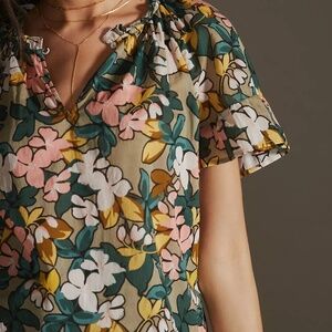 Anthropologie By Velvet Graham & Spencer Lucy Split Neck Tee S